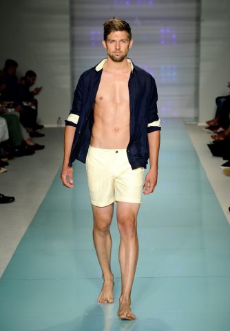 MIAMI BEACH, FL - JULY 14:  A model walks the runway at Argyle Grant Runway Show during Art Hearts Fashion Miami Swim Week Presented by AIDS Healthcare Foundation at Collins Park on July 14, 2016 in Miami Beach, Florida.  (Photo by Arun Nevader/Getty Images for Art Hearts Fashion)