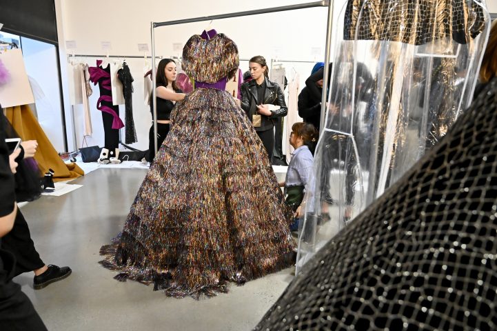 NEW YORK, NEW YORK - FEBRUARY 06: A view of a dress on display backstage at TRESemme x Christian Siriano show during NYFW on February 06, 2020 in New York City. (Photo by Astrid Stawiarz/Getty Images for TRESemme)