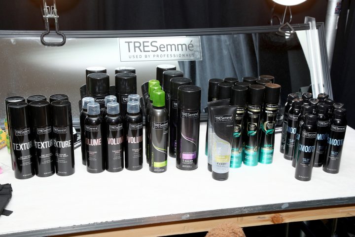 NEW YORK, NEW YORK - FEBRUARY 06: A view of TRESemme products on display backstage at TRESemme x Christian Siriano show during NYFW on February 06, 2020 in New York City. (Photo by Astrid Stawiarz/Getty Images for TRESemme)