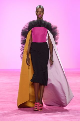 NEW YORK, NEW YORK - FEBRUARY 06: A model walks the runway for Christian Siriano during New York Fashion Week: The Shows at Gallery I at Spring Studios on February 06, 2020 in New York City. (Photo by Dia Dipasupil/Getty Images for NYFW: The Shows)